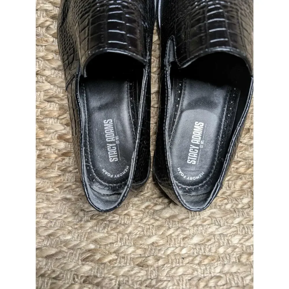Stacy Adams Crocodile Print Leather Slip-On Black Dress Shoes Men’s 10.5 M